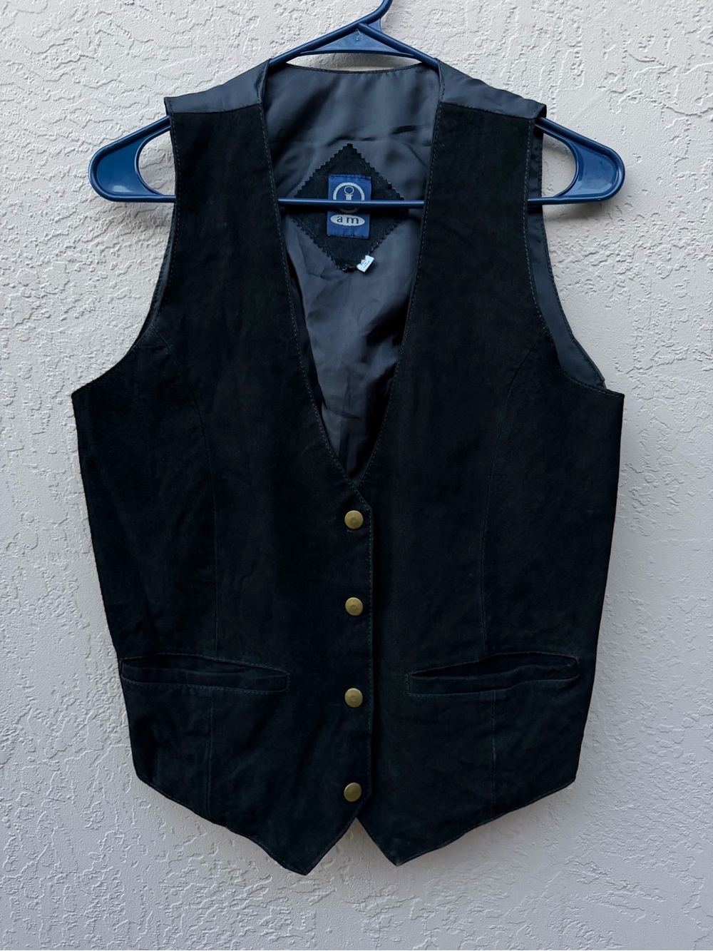 Vintage 90s I Am Black Genuine Suede Vest Women's S Pit-Pit 18"